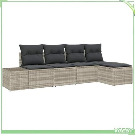 Canapé de jardin - FAFEICY - 3355691 - Modulaire - Polyrotin gris clair - Compartiments de rangement (1/5)