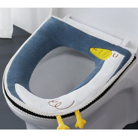 Toilet Seat Cover, Coussins de siège de Toilette universels avec Fermeture éclair,Coussin de siège de Toilette en Cuir antibactérien imperméable, Bleu (1/4)