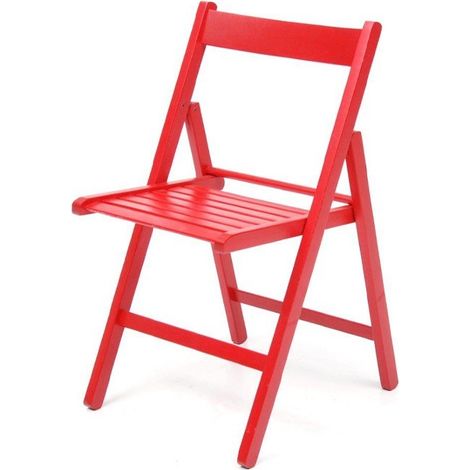 4X Sedia pieghevole in faggio di alta qualita colore rosso 43x48xh.79 cm EFFEZ