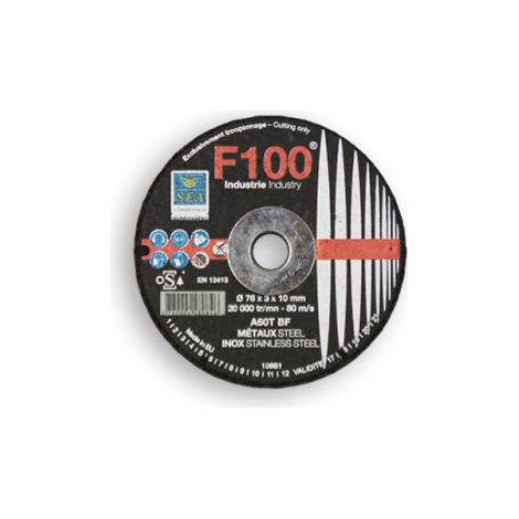 Disque à tronçonner F100 métaux inox 76X3X10mm SEA