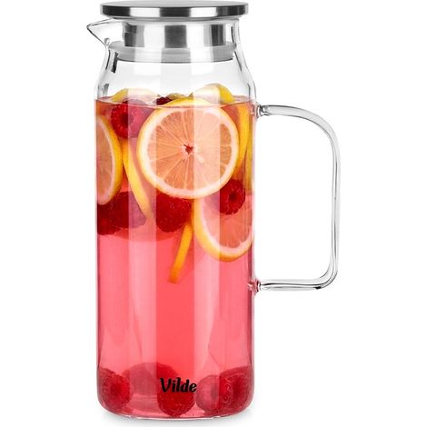 Glass Pitcher with Strainer Lid, 1.5L Borosilicate (1/5)
