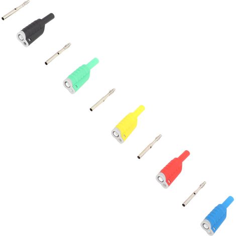 Packung mit 5 stapelbaren, 4 mm sicherheitsisolierten Bananensteckern, 5 Farben, max. 1000 V, 25 A (1/5)