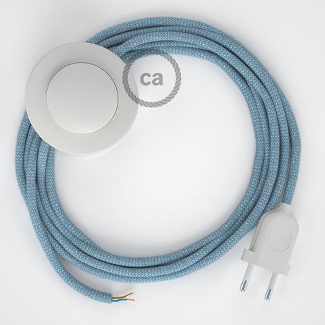 Creative-Cables Câblage pour lampadaire – Câble textile ZigZag de 3 m (2x0,75 mm² bleu RD75, prise EU et interrupteur blancs) – Conforme aux normes de sécurité (1/5)