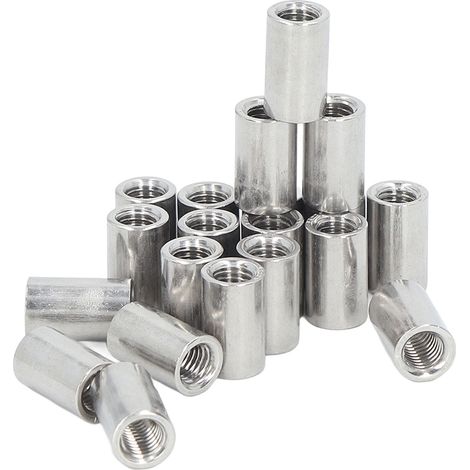 Écrous cylindriques de liaison M8x1,25, filetage interne, L20mm, lot de 20 pièces, raccords filetés pour assemblages mécaniques. (1/5)