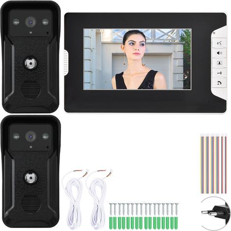 Sonnette vidéo filaire de 7 pouces, interphone vidéo avec Vision nocturne, Kit de sécurité intelligent (1/5)
