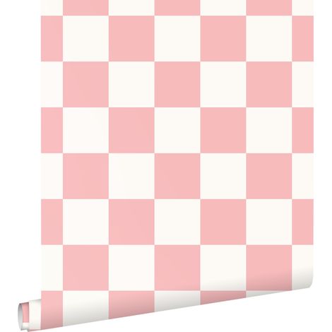papier peint à damier rose et blanc - ESTAhome