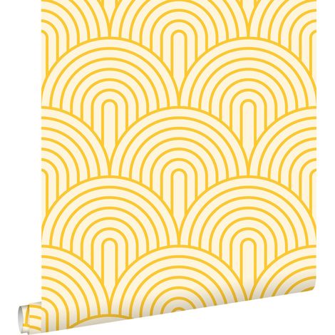 papier peint art déco jaune - ESTAhome (1/5)