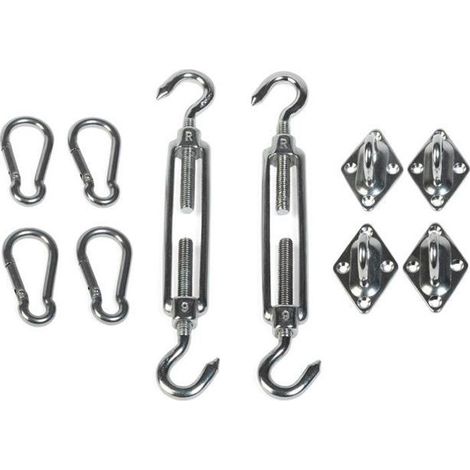 ID MARKET - Kit pro de fixation murale reglable pour voile d'ombrage + visserie (1/4)