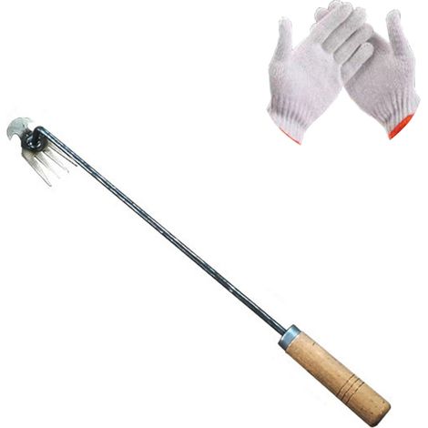 Outil de désherbage 2 en 1 à 4 dents, durable, en acier inoxydable (haute résistance)