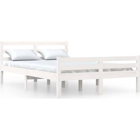 Maison Exclusive - Cadre de lit sans matelas blanc bois massif 140x200 cm