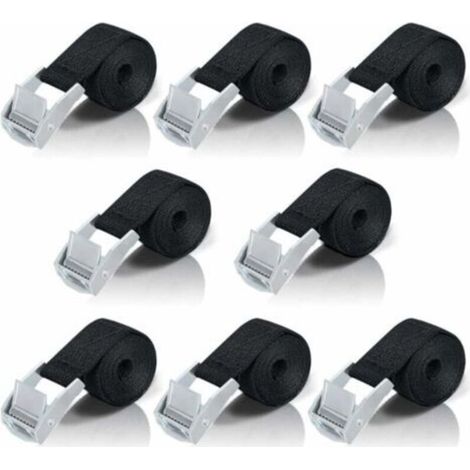 Sangles d'arrimage 1M, 8 pièces sangles à cliquet avec attaches en alliage de zinc pour fixer moto/voiture/porte-vélo/bagages/téléphone portable fermeture éclair tendeur de plaque de carte de