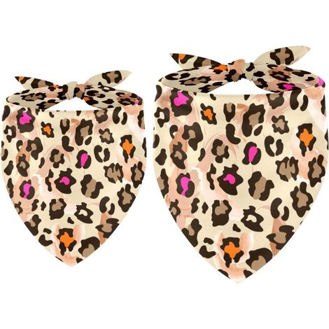 Lot de 2 bandanas pour chien - Imprimé léopard - Accessoires pour chiens de petite, moyenne et grande taille (1/5)