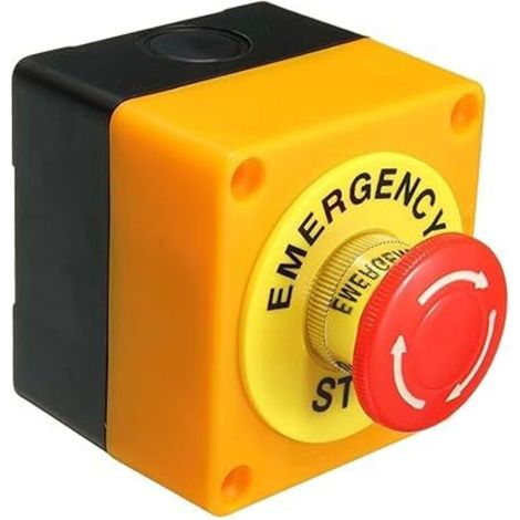Generic Bouton Poussoir de Commutateur d'Arrêt d'Urgence avec Boîte Robuste 7,2x6,4x7,8cm Résistant aux Intempéries, 660 V, 10A (1/5)