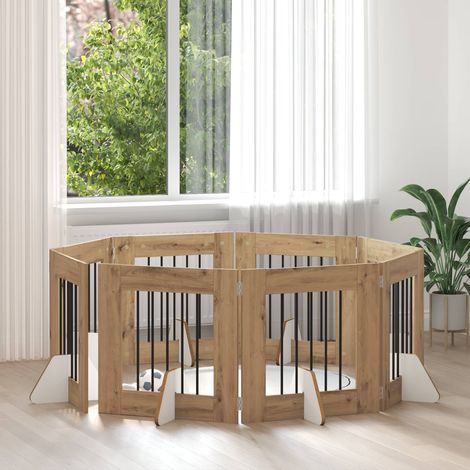 vidaXL Porte de chien pliable avec supports 8 pcs Chêne artisanal