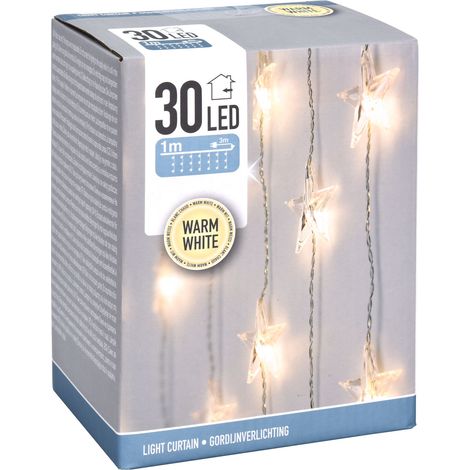 LED Sternen Lichtervorhang warm weiß - 100 cm - Weihnachten Fenster Deko Lichterkette Innen
