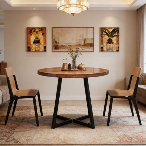 Table de salle à manger rectangulaire pour 4 personnes, petite table de cuisine ou de salle à manger avec pieds en métal, style industriel (1/5)