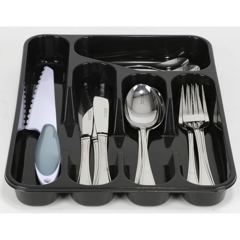 6x Besteckeinteiler BlackLine 33x25x4cm Kunststoff Schubladeneinsatz Fach Kasten (1/5)