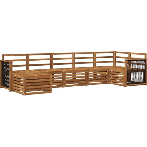 Sectional Sofa Set 6 pcs Natural Solid Acacia Wood vidaXL (1/5)