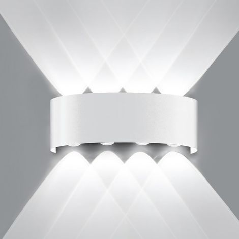 1 Applique Murale LED Aluminium, 8W 6000K Blanc Froid, IP65 Étanche, Éclairage Intérieur Extérieur