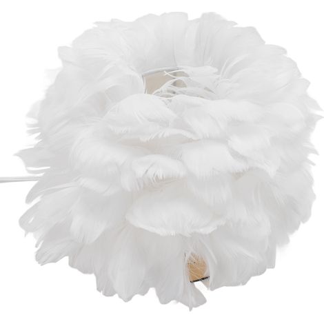 Lampe d'appoint à plumes E27 déco design veilleuse de chevet pour salon chambre mariage blanc (1/5)