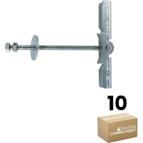 Boîte de 10 tiges filetées de suspension Ø5 - Longueur bascule 50 mm - Parois maxi 75 mm - Ram