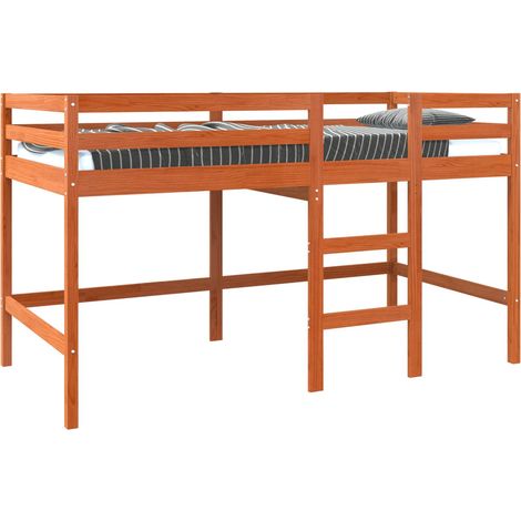 Loft Bed Wax Brown 90 x 190 cm Solid Pine Wood vidaXL