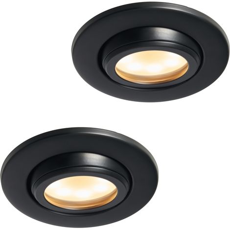 Litecraft Marlowe Fire Rated Tiltable Round IP65 Rated Recessed Downlights in Black - Pack of 2 (1/5)