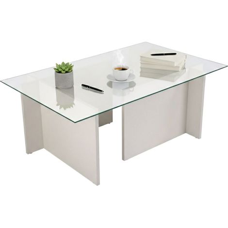 Dmora - Wohnzimmertisch Illasi, Niedriger Wohnzimmertisch, Kaffeeregal, Couchtisch für Sofa, 105x65 h40 cm, Weiß