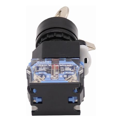 Includes LA38-11Y/2 keyless two-position rotary switch, 22mm on/off silver dot. (1/4)