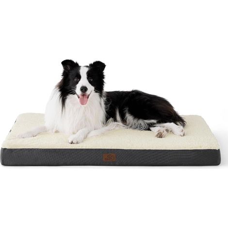 Hundebett orthopädisch groß waschbar L 91 x B 69 x H 8 cm Grau Beige (1/5)