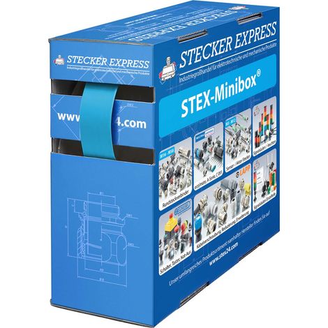 STEX24 Schrumpfschlauch 2:1, Minibox mit 8,5m, blau 12,7/6,4mm, 1/2 Zoll, WSB2 Schrumpftemperatur mind. 110°C, vollständig bei mind. 120°C - 1 Stück (1/2)