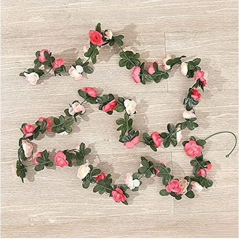 QAZQA 45 Têtes De Roses, Fausses Fleurs, Vignes, Vignes, Plafonds De Climatisation, Roses, Tentures Murales, Décoration Intérieure, Fleurs en Soie, Fleurs Artificielles 5pcs
