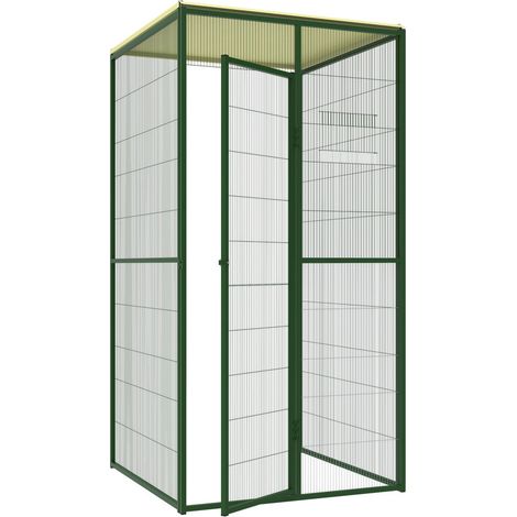 Sas de sécurité extérieur à toit plat pour volières – 3 panneaux en maille acier – Hauteur 203 cm – Ancrage au sol inclus – Imor
