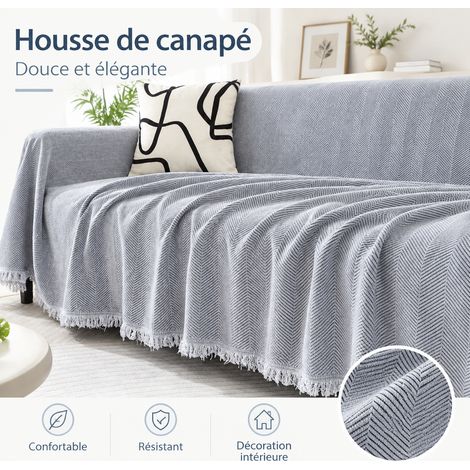 Jeté de canapé chenille Kangxu - Sérénité - Gris spatial – Remise nouveauté 180130 adapté pour petit fauteuil individuel 4 g – Livraison gratuite (1/4)