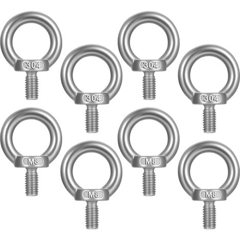 Boulon à œil M8 - Lot de 8 - Acier Inoxydable 304 - Levage et Suspension - Usage Industriel et Domestique (1/5)