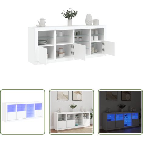 LED-Beleuchtung -  Sideboard mit LED-Leuchten Weiß 164x37x67 cm (1/5)