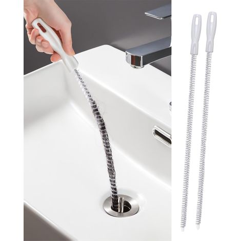 2 x 60 cm brosses de Nettoyage pour évier, Outil Flexible pour déboucher Les canalisations, Nettoyeur de Cheveux pour salles de Bains, Cuisines, éviers (1/5)