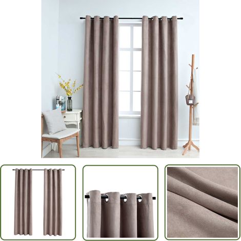 The Living Store Rideaux occultants avec anneaux en métal 2 pcs Taupe 140x245 cm - Rideaux Occultants - Rideaux Pour Salon - Rideaux Chambre - Rideaux Taupe - Rideaux Décoratifs (1/5)