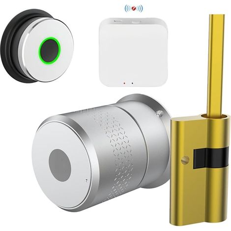 Serrure de Porte Intelligente Serrure Intelligente Tuya TTlock Cylindre d'empreintes digitales Bluetooth for Porte 50-100mm épaisseur Support WiFi Serrure for Maison Intelligente (Color : M521 Gatway (1/5)