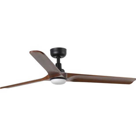 HEYWOOD L LED Ventilador negro/madera oscura