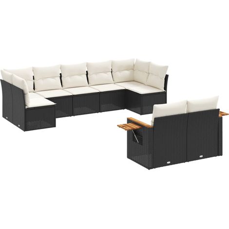 Maison Exclusive - Set Divani da Giardino 9 pz con Cuscini Nero in Polyrattan (1/5)