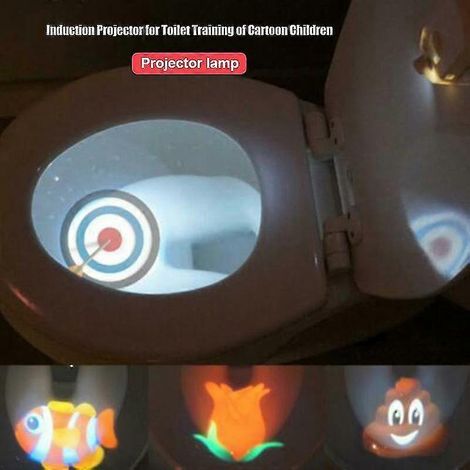 Projecteur lumineux pour toilettes avec détecteur de mouvement et 4 thèmes différents pour l'apprentissage de la propreté chez les enfants (1/3)