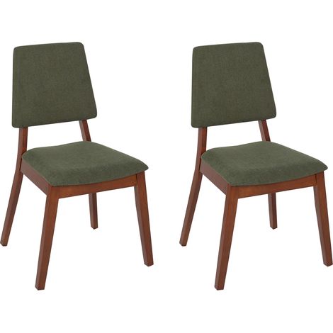 Conjunto de 2 sillas de comedor respaldo y asiento tapizados madera oscura verde Merrill (1/5)