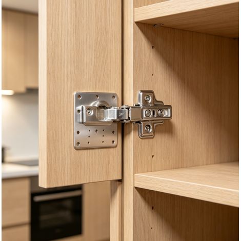 Plaque de réparation pour charnière d armoire en acier inoxydable brossé dimension 90x90 mm plaque de renforcement pour porte de meuble vis de fixation offertes réparation logement charnière armoire c (1/5)