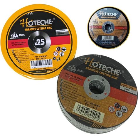 25 PEZZI DISCO ABRASIVO DA TAGLIO FERRO 115X1,0X22,23MM. ULTRA SOTTILE HOTECHE