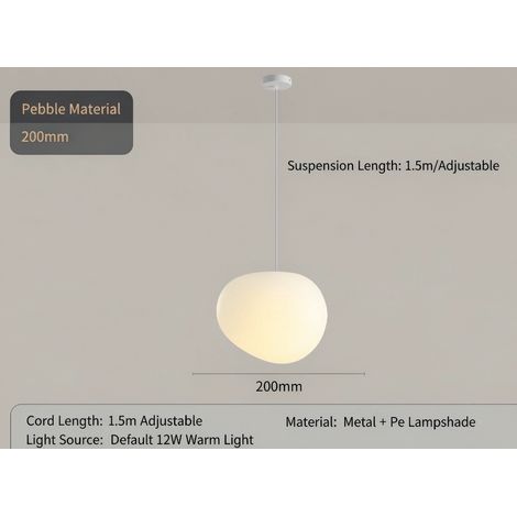Lampe de chevet design luxe léger avec base en galets naturels – Éclairage chaleureux pour chambre, couloir et tête de lit – Diamètre 20 cm (1/5)