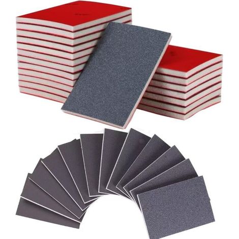 Éponges abrasives polyvalentes – Lot de 24 pièces, grains 180 à 3000, usage sec et humide pour bois, métal, meubles et maquettes