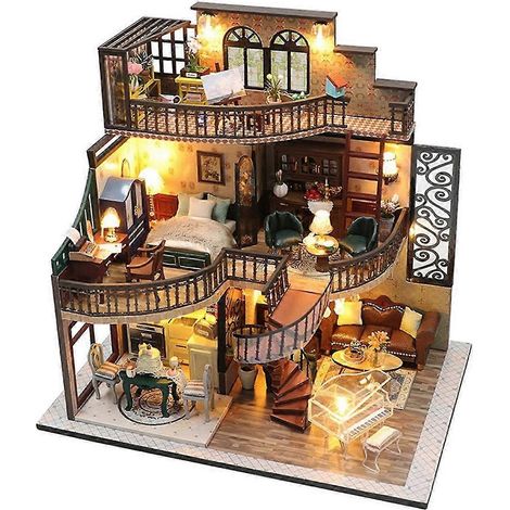 Kit d'aménagement de coin lecture à faire soi-même pour maison de poupée en bois (1/4)