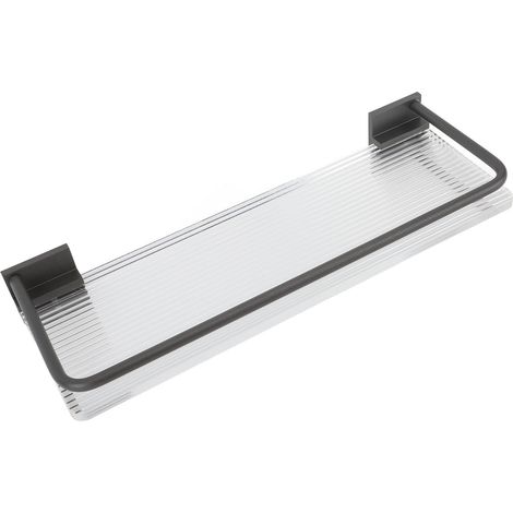 30 cm hohes Badezimmer-Wandregal, Handtuchhalter aus Aluminium und Acryl, grau, Wandaufbewahrung (1/5)