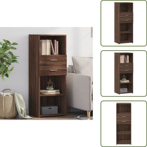 Highboard Braun Eichen-Optik 45x42,5x124 cm Holzwerkstoff - Sideboard - Hochschrank - Wohnzimmermöbel - Eiche Optik - Holzwerkstoff (1/5)